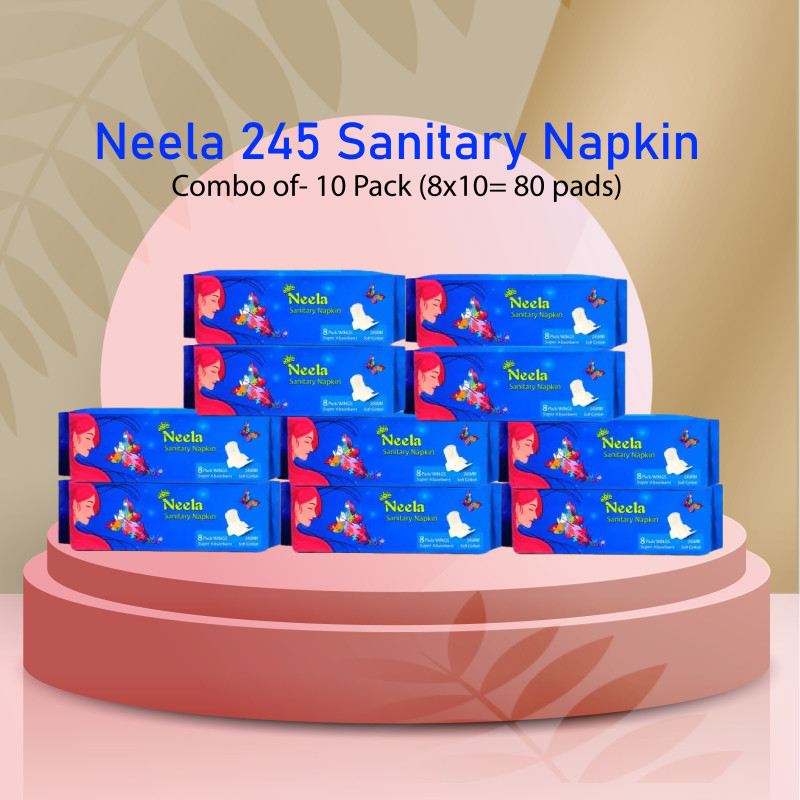 Neela 245 Sanitary Napkin Combo of- 10 Pack (8x10= 80 pads)