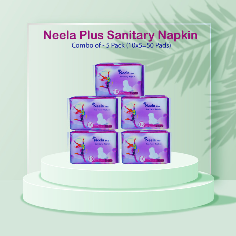 Neela Plus Sanitary Napkin Combo of - 5 Pack (10x5=50 Pads)