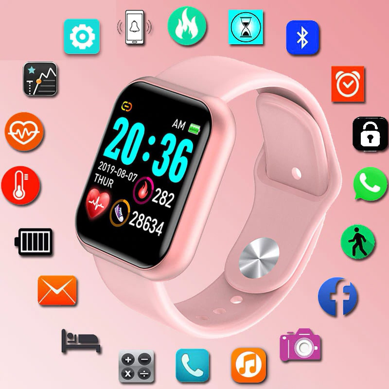 "Y68 Pro Feature App Control Colorful Smart Watch - Smart Watch - Pink  "