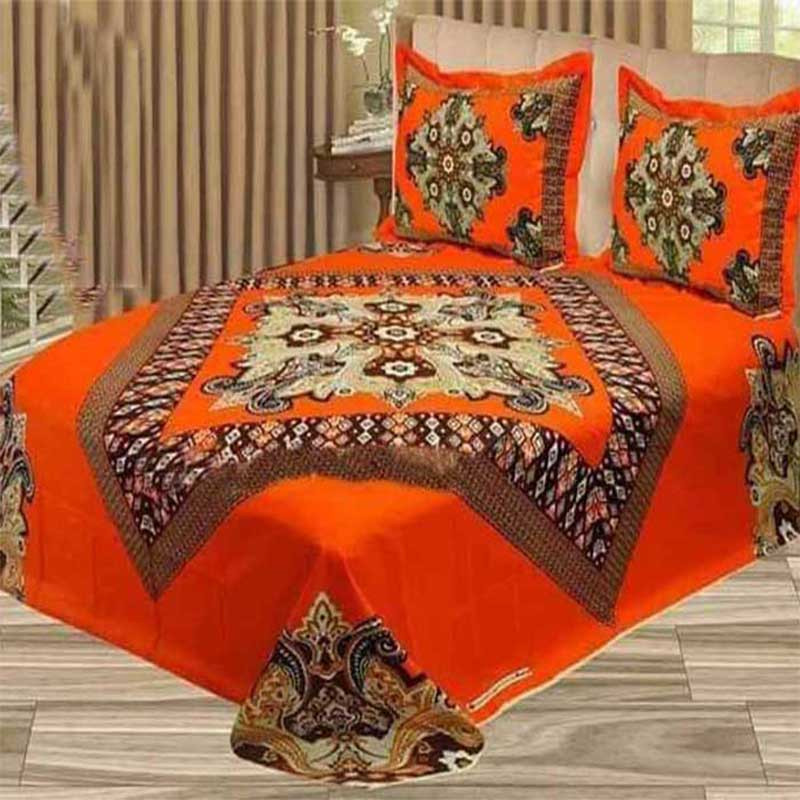 International Orange Color Bed Sheet King Size