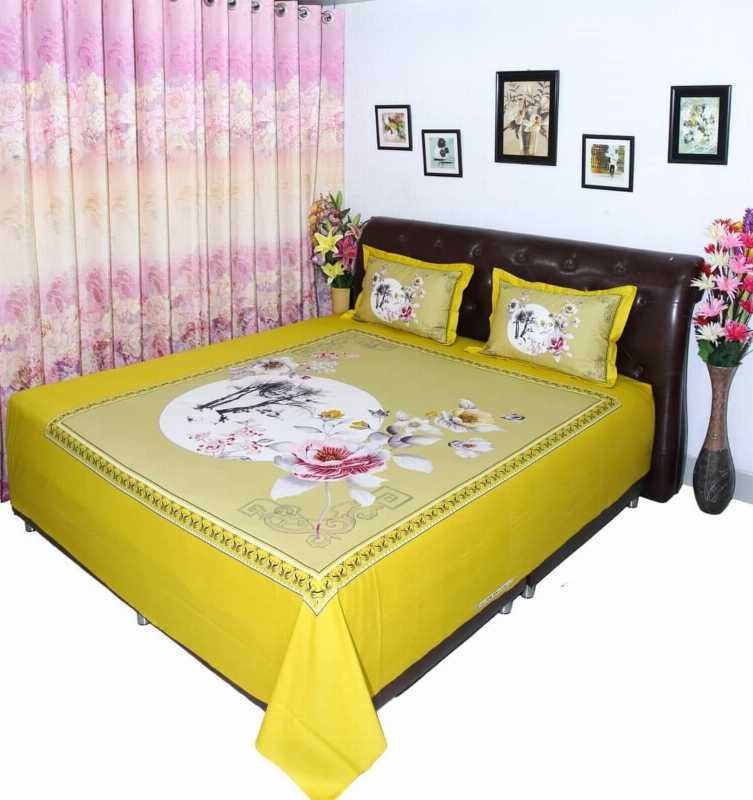 Yellow Color King Size Cotton Bed Sheet