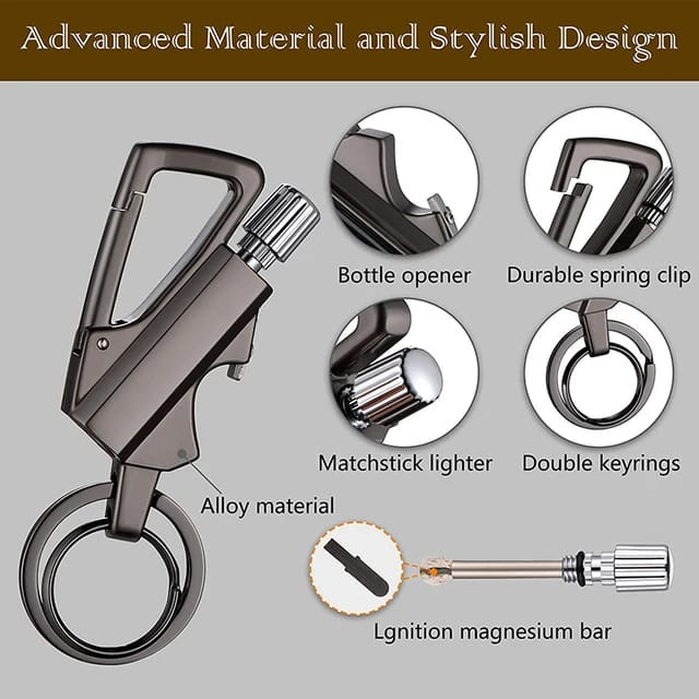 Metal Matchstick Lighter Outdoor Oil Lighter Match Multi - Function Keychain