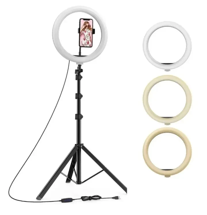 10 inch Ring Light Tripod Stand Mobile Holder Studio Set for YouTube/Facebook Live Video Tiktok Video