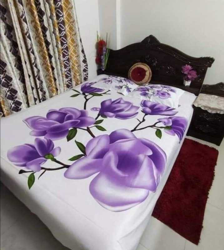 White Purple Color Bed Sheet