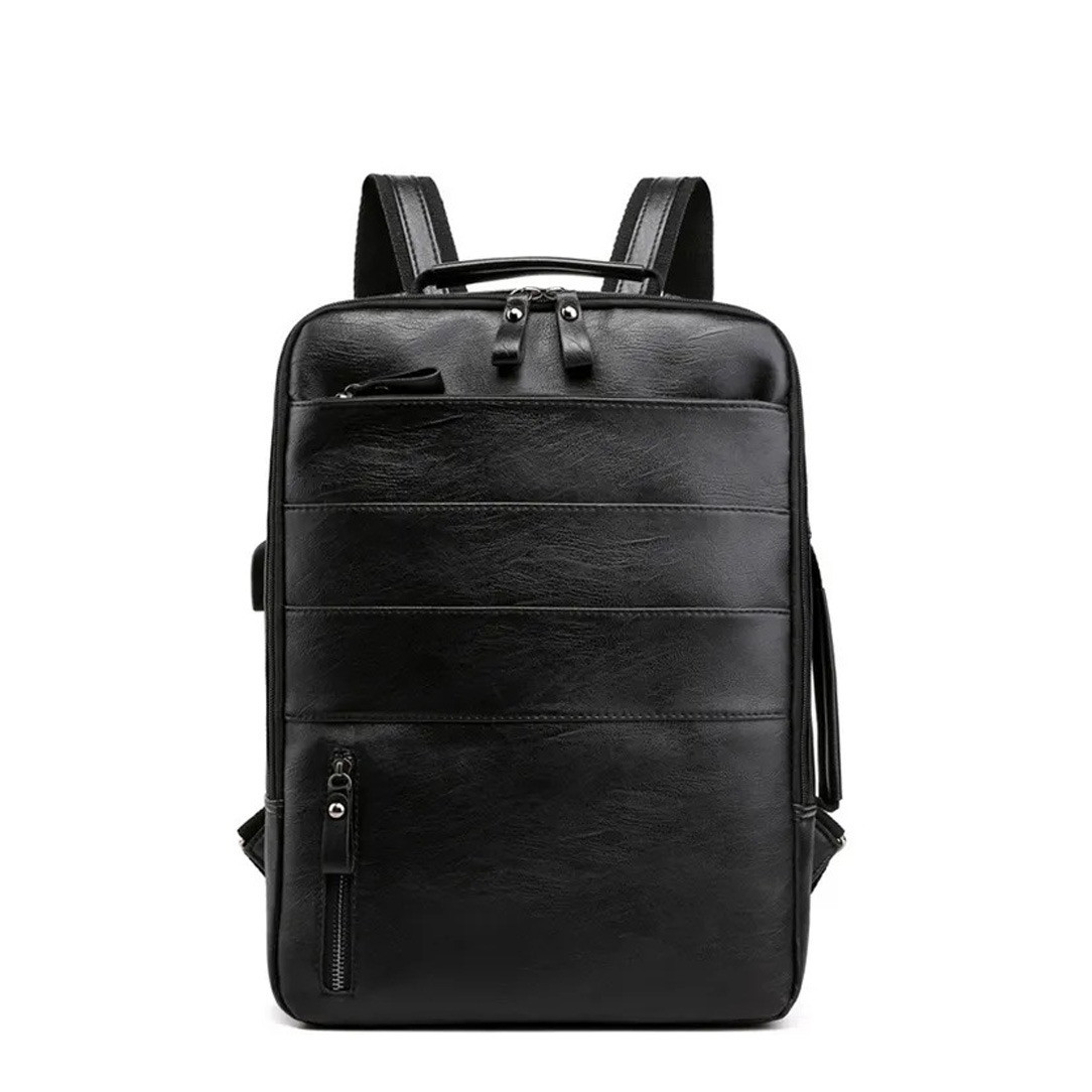 GuiSoHn Backpack Men Men's Waterproof Business Backpack Charging Large Capacity Laptop Bag PU Leather Portable (LLC)