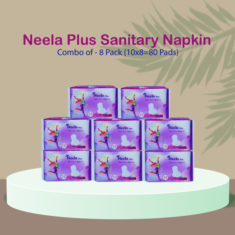 Neela Plus Sanitary Napkin Combo of - 8 Pack (10x8=80 Pads)