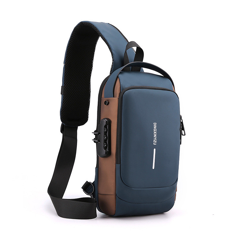 USB Charging Sport Sling Anti-theft Shoulder Bag, Anti Theft Sling Bag for Men and Women in Color Blue