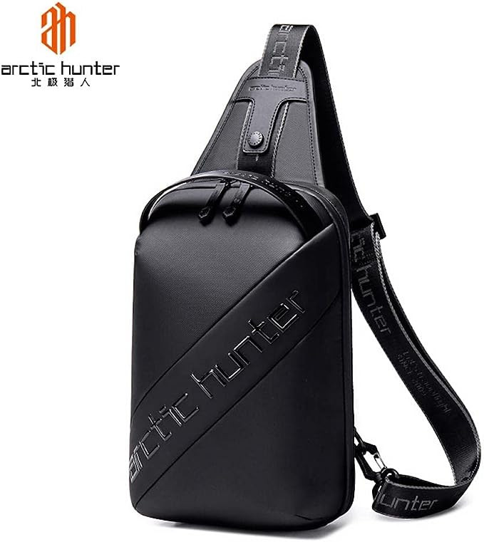 Arctic Hunter XB00121 Waterproof Anti Theft Single Shoulder Sling Crossbody Bag with USB Charging Port – Black