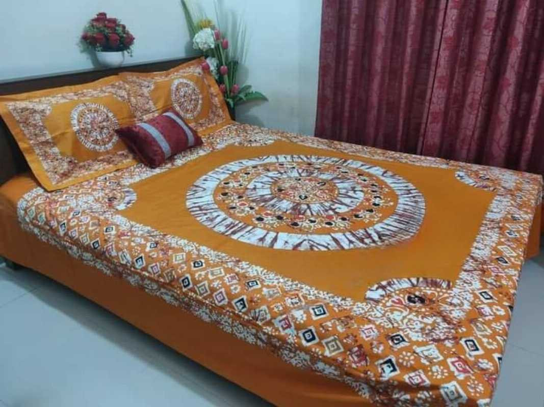 King Size Yellowish Orange Cotton Bed Sheet