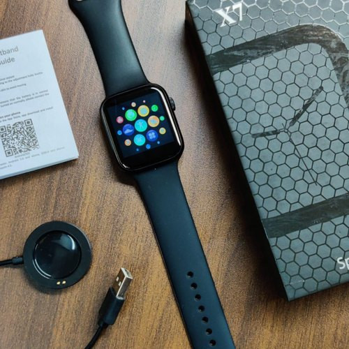 "Square Shape X7 Smart Watch Black  "