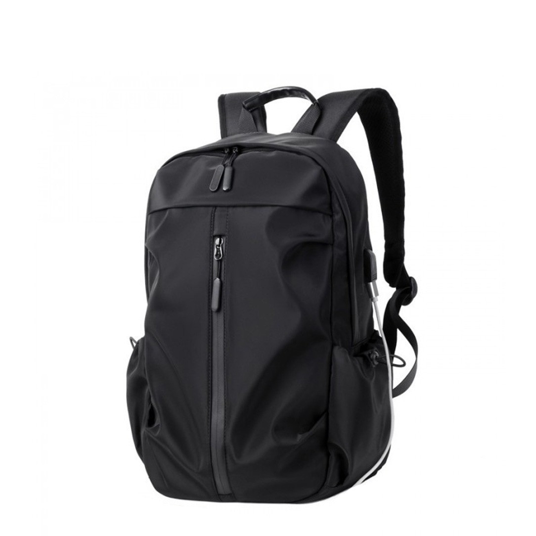 Simple Vertical Zipper Travel Backpack Laptop School USB Charging Headphone Port Waterproof Rucksack (FLB)