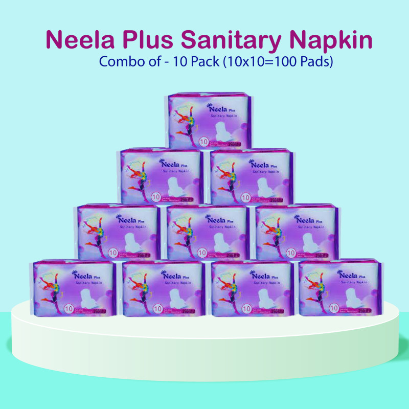 Neela Plus Sanitary Napkin Combo of - 10 Pack (10x10=100 Pads)