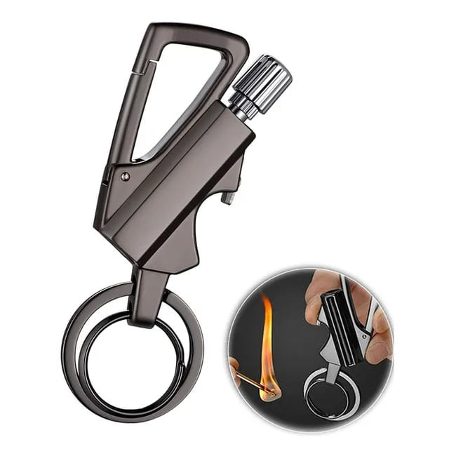 Metal Matchstick Lighter Outdoor Oil Lighter Match Multi - Function Keychain