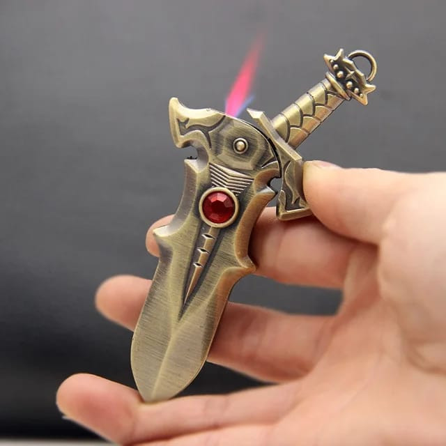 New Mini Windproof Lighter Metal Sword Personalized Refillable Butane Gas Lighter