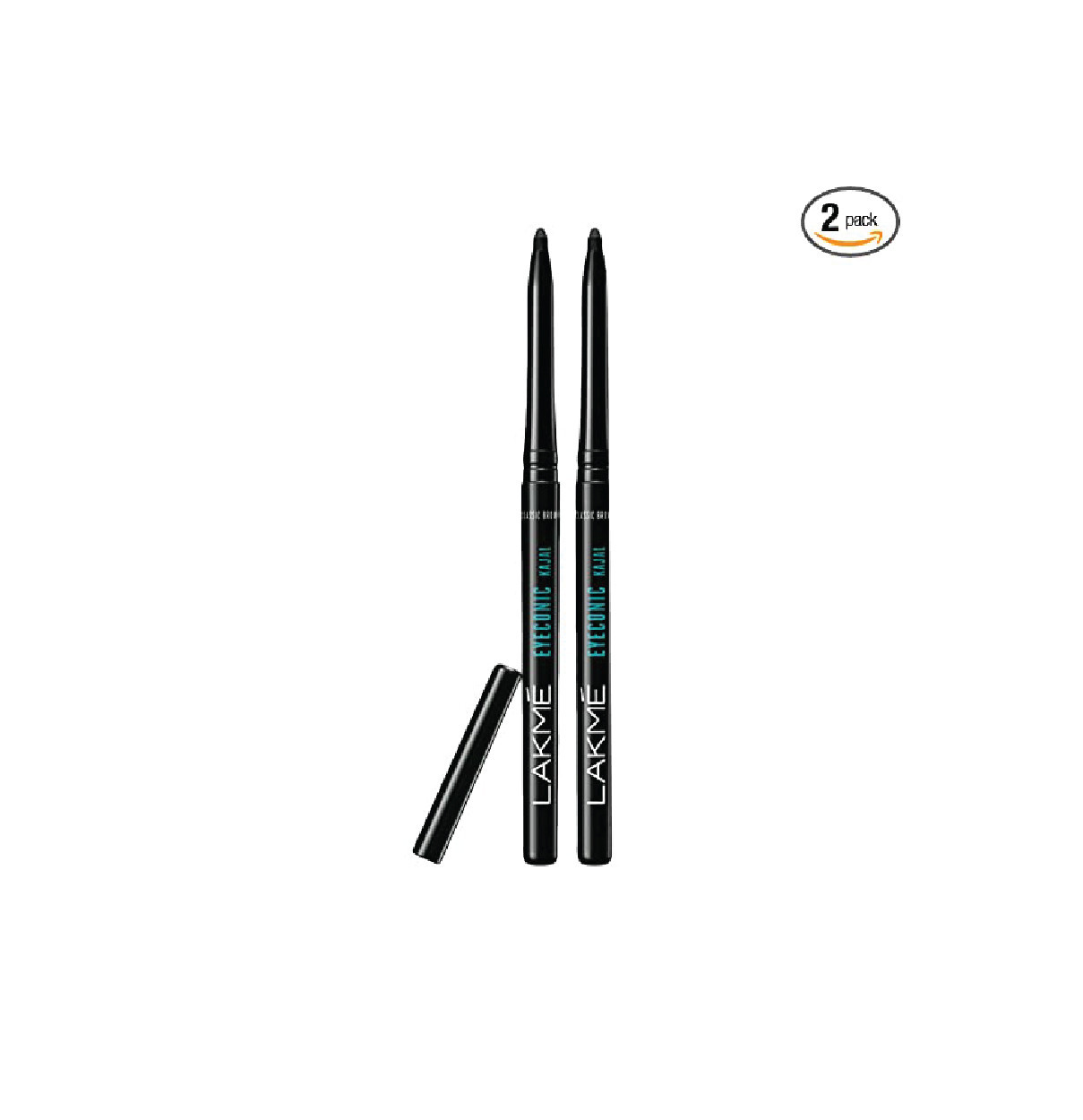 LAKMÉ Eyeconic Kajal Twin Pack, Black, 0.35g with 0.35g Matte Finish