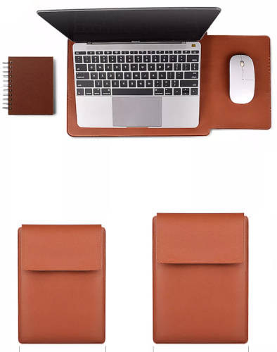 Pure Leather Sleeve Laptop Bag with Stand and Mouse