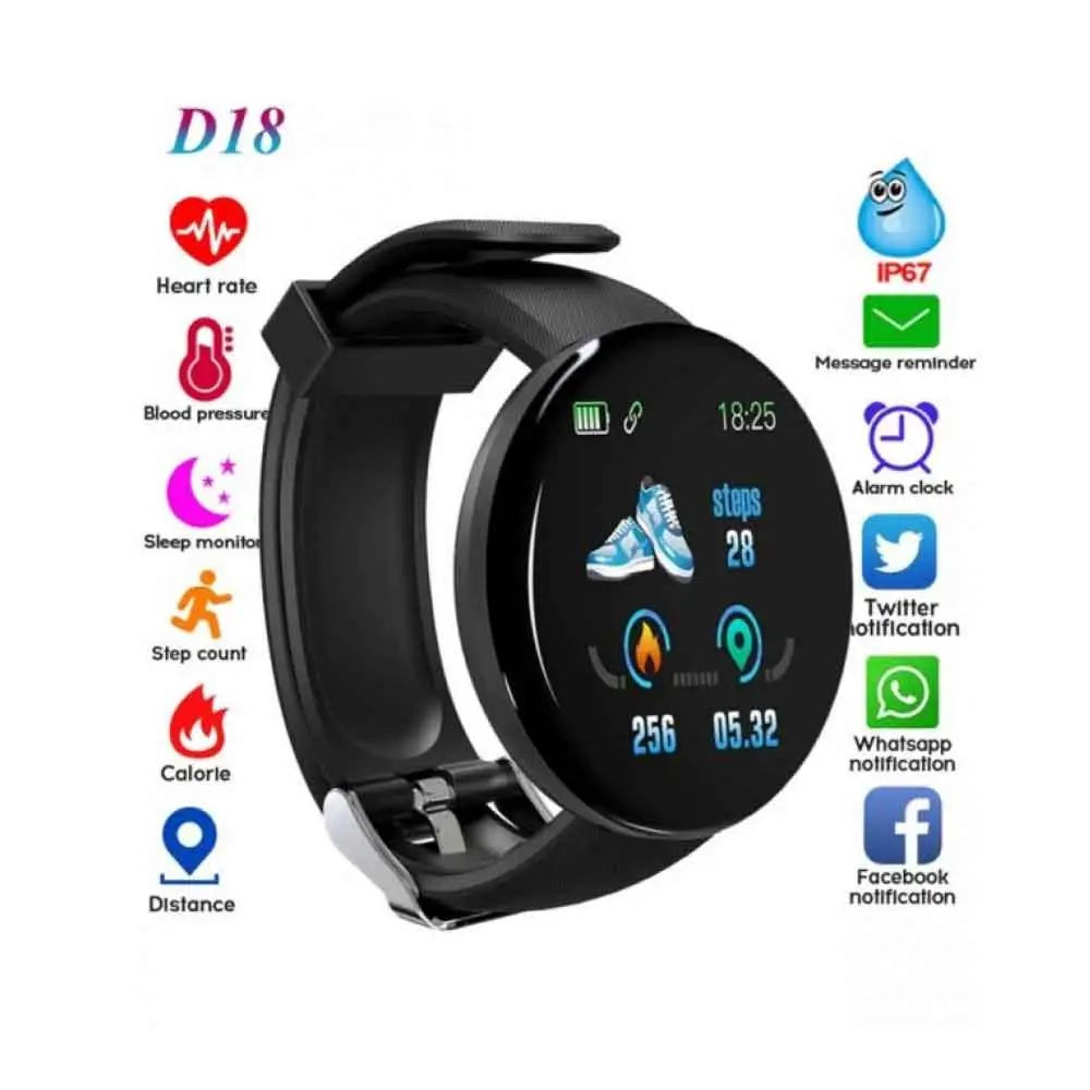 "Round Shape New D-18 Water Resistant Bluetooth Smart -  App Control "