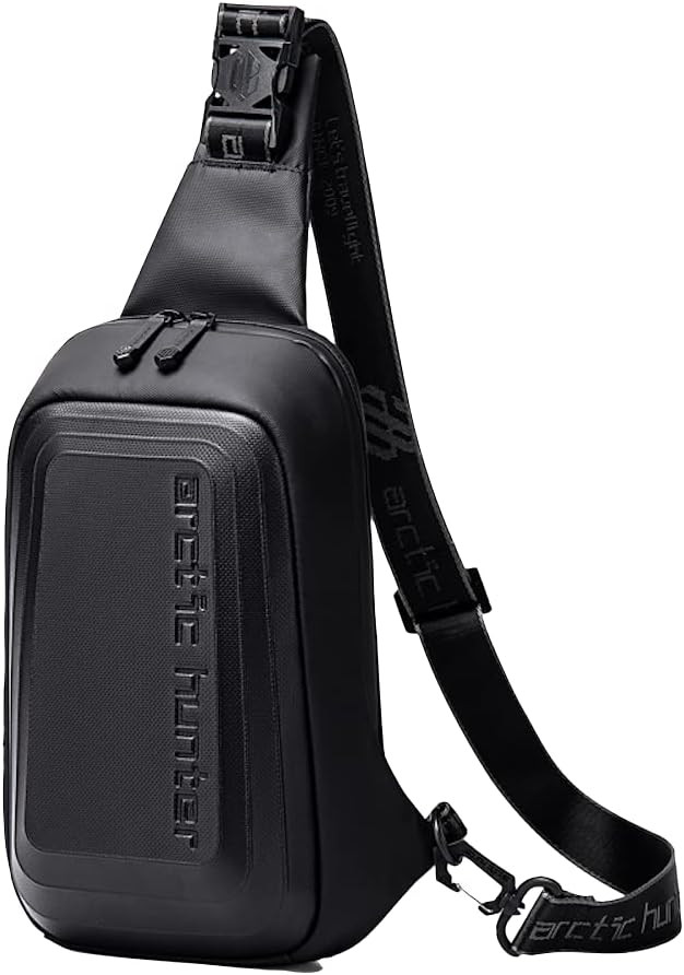 Arctic Hunter XB00126 Hard Shell Waterproof Chest Bag With USB Charging Port – Black