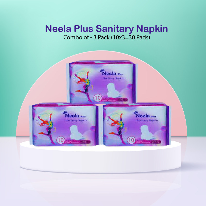 Neela Plus Sanitary Napkin Combo of - 3 Pack (10x3=30 Pads)