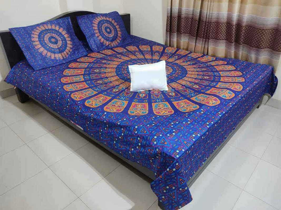 Blue Design King Size Bed Sheet Set