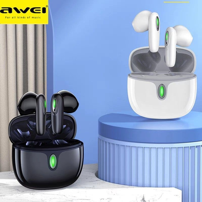 AWEI T39 TWS bluetooth 5.3 Earphone HiFi Stereo 300mAh Battery Touch Control Mini Semi-in-ear Sports Headphone with Mic