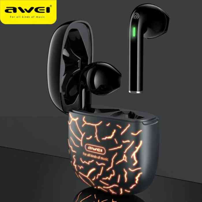 Awei T28 Pro Wireless Bluetooth Gaming Earbuds Cool LED Light Colour Change Ice Crack AIRBUDS